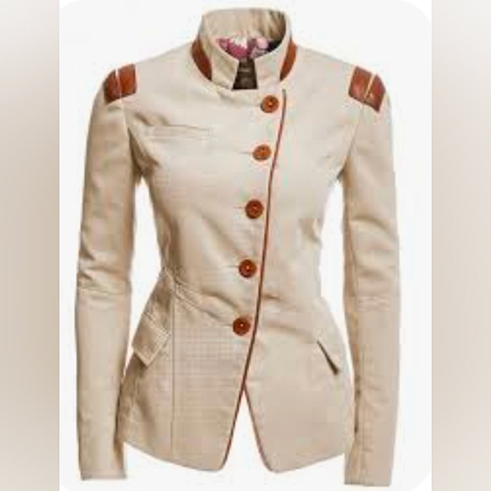 BLINK Leather Trimmed Military Blazer